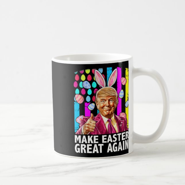 Caneca De Café Make Easter Great Again Funny Trump Bunny Spring H (Direita)