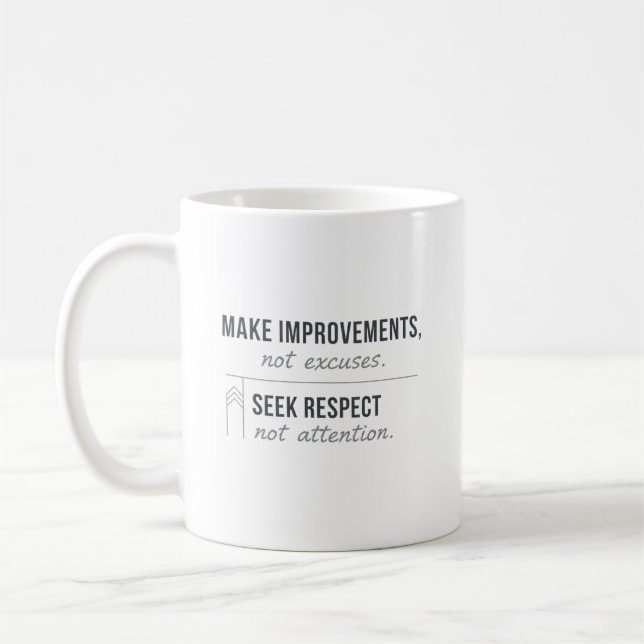 Caneca De Café Make Improvements, Not Excuses (Esquerda)