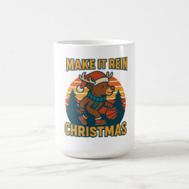 Caneca De Café Make it Rein - Retro 80s Reindeer Christmas Design