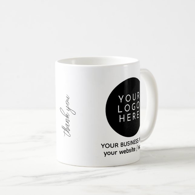 Caneca De Café Make Your Own Small Business Custom Logo Info (Frente Esquerda)