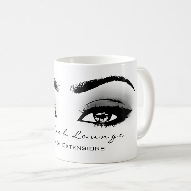 Caneca De Café Makeup Artist Eyelash Extension Studio Cinza Eye (Frente Esquerda)