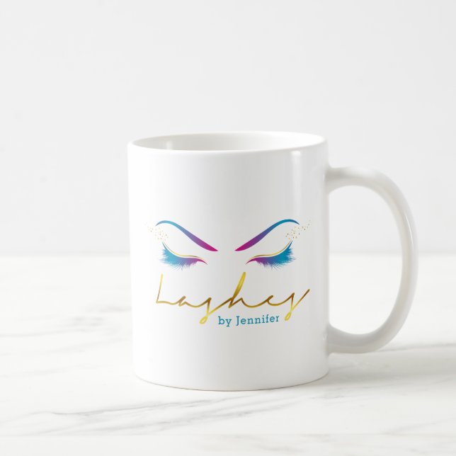 Caneca De Café Makeup Artist Eyelash Lashes Paint Drives Teal (Direita)