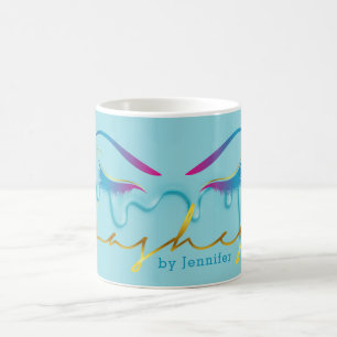 Caneca De Café Makeup Artist Eyelash Lashes Paint Drives Teal