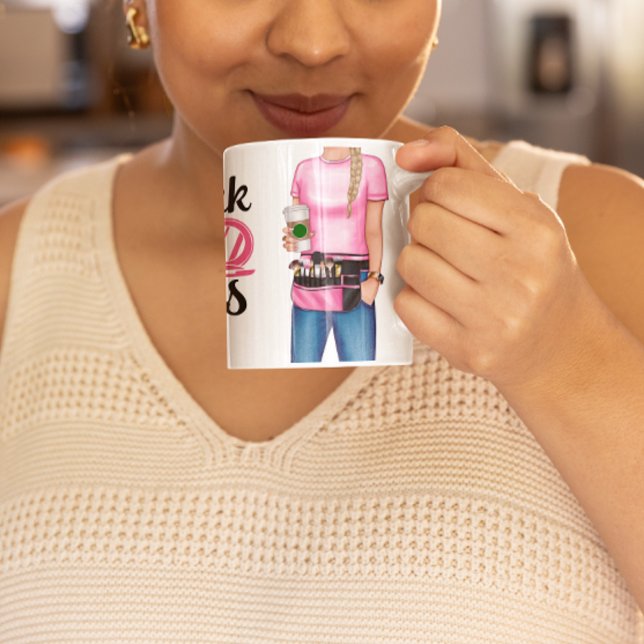 Caneca De Café Makeup Artist Lipstick e latas personalizadas (Makeup Artist Lipstick and Lattes Personalized Coffee Mug)