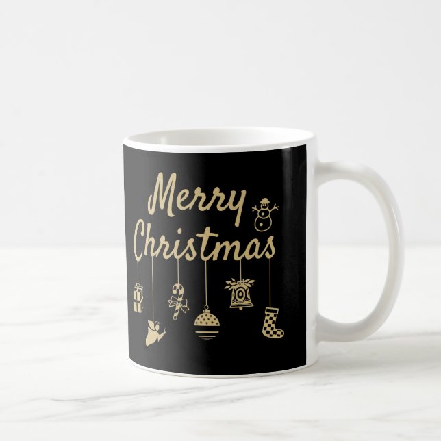 Caneca De Café Mal Natal Ornaments - Ouro (Direita)