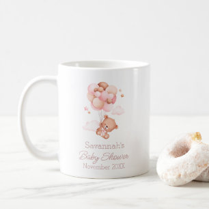 Caneca De Café Mal Podemos Esperar Balões Rosa Chá de Bebê