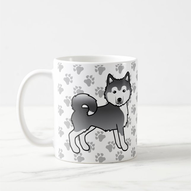 Caneca De Café Malamute do Alasca Azul Cachorro Fofo & Patas (Esquerda)