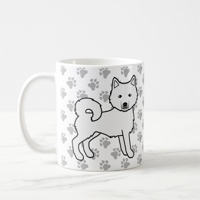 Caneca De Café Malamute do Alasca Branco Cachorro Fofo & Patas (Esquerda)