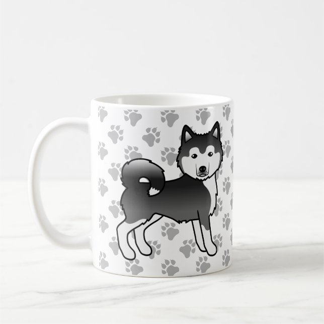 Caneca De Café Malamute do Alasca Preto e Branco Cachorro Fofo &  (Esquerda)