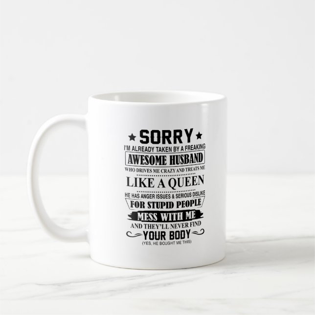 Caneca De Café Maldito Marido Fantástico Mug - Desculpe, estou pr (Esquerda)