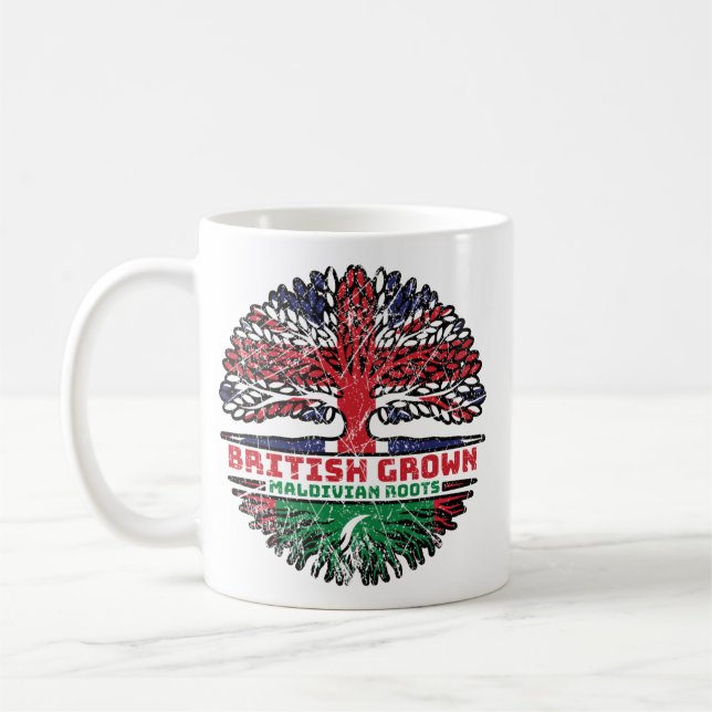Caneca De Café Maldivas Maldivian British Tree Roots Flag (Esquerda)