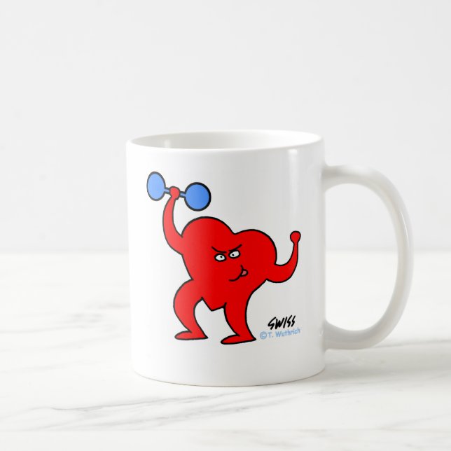 Caneca De Café Malhação Física Motivação Coração Bombeando Ferro (Direita)