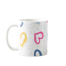 Caneca de Café Malhada e Colorida com Corações Cap