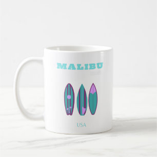 Caneca De Café Malibu, Malibu Beach, California, Preppy, Pink