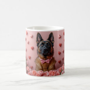 Caneca De Café Malinois Belga com Rosas - Dia dos Namorados 
