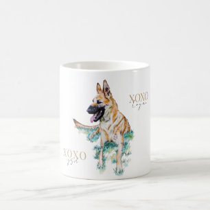 Caneca De Café Malinois Personalizados do German shepherd de Aqua