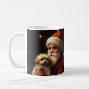 Caneca De Café Maltês com Papai Noel Natal Festivo