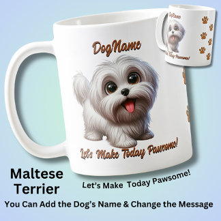 Caneca De Café Maltês Terrier - Add Dog's Name, Change Text