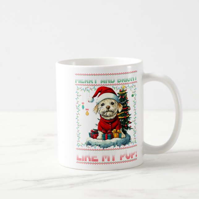 Caneca De Café Maltese Christmas Tree Lights Decorations Dog Love (Direita)