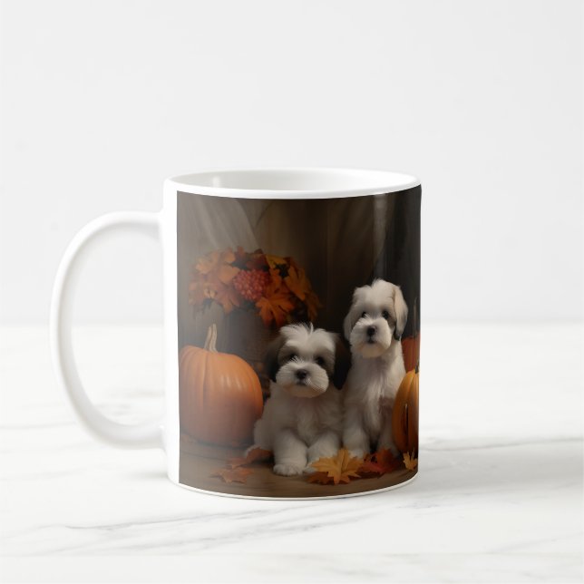 Caneca De Café Malti tzu Puppy Autumn Delight Pumpkin (Esquerda)