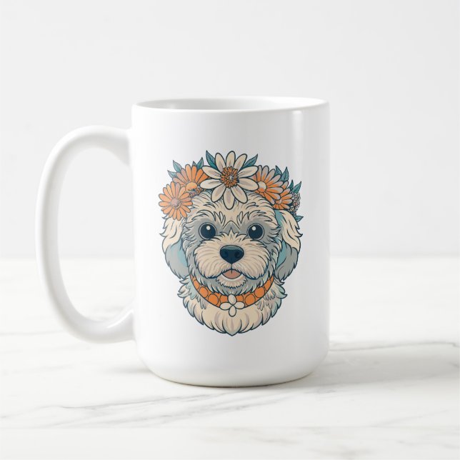 Caneca De Café maltipoo-cão-com-flores (Esquerda)