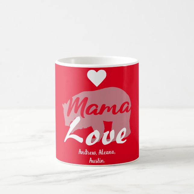 Caneca De Café Mama Bear Mãe Nomes De Crianças Personalizados Per (Centro)