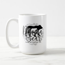 Caneca De Café Mama Bear Protector Black & White Script Mama Bear
