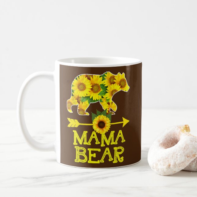 Caneca De Café Mama Bear Sunflower Mother Father Gifts  (Com Donut)