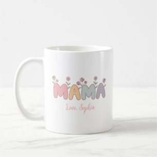 Caneca De Café Mama Cor Pastel Dia das Mães Nome Personalizado