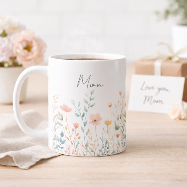 Caneca De Café Mamá Dia das Mães Personalizado com Flores Silvest (Criador carregado)