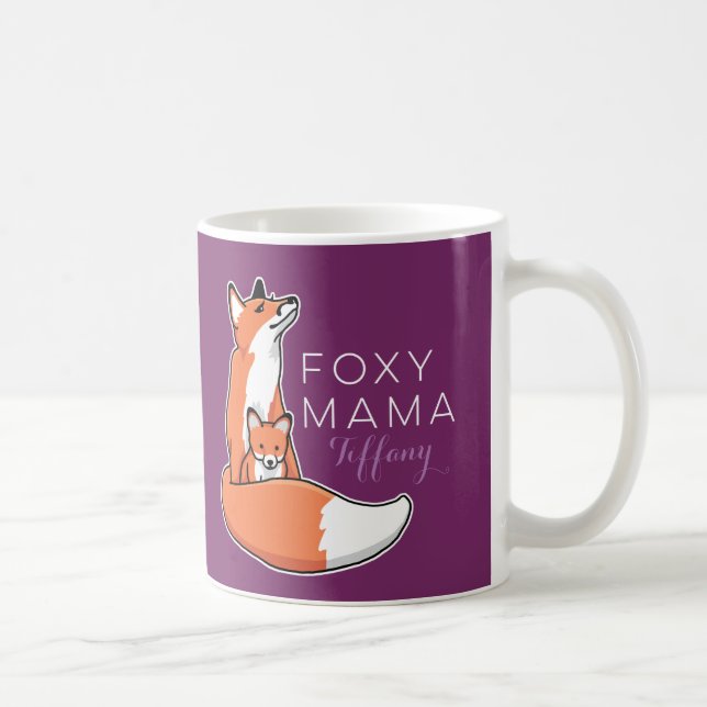 Caneca De Café Mama Foxy do Fox com o bebê, personalizado (Direita)