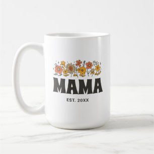 Caneca De Café Mama Groovy Flower Retro Vintage Floral Custom Mãe