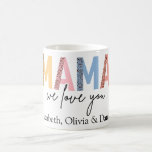 Caneca De Café "MAMA, nós te amamos" Dia de as mães Colorida<br><div class="desc">Celebre o Dia de as mães com a vibrante e sentida "MAMA, We Love You" Colorida Coffee Mug. Esta caneca alegre é adorada com cores brilhantes e chamativas e mostra a adorável mensagem "MAMA, We Love You" em uma fonte divertida e divertida. A design viva é perfeita para acrescentar um...</div>