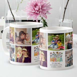 Caneca De Café Mama nós te amamos flores fofas colagem de fotos d
