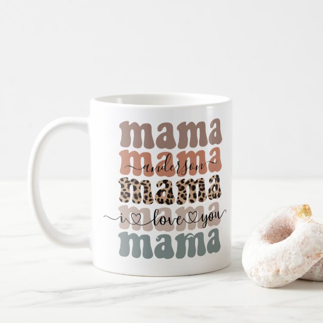 Caneca De Café Mama Padrão Moderno Dia de as mães de Nomes de Cri (Com Donut)