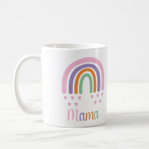 Caneca De Café Mama Pastel Rainbow e Hearts
