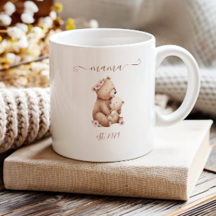 Caneca De Café Mama Querida Estabelecida Ursos Boho Aquarela