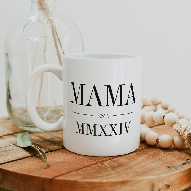 Caneca De Café Mama Roman Numeral Year Estabelecido (Criador carregado)