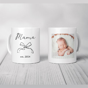Caneca De Café Mamãe Arco Preto Coquette e Foto do Bebê