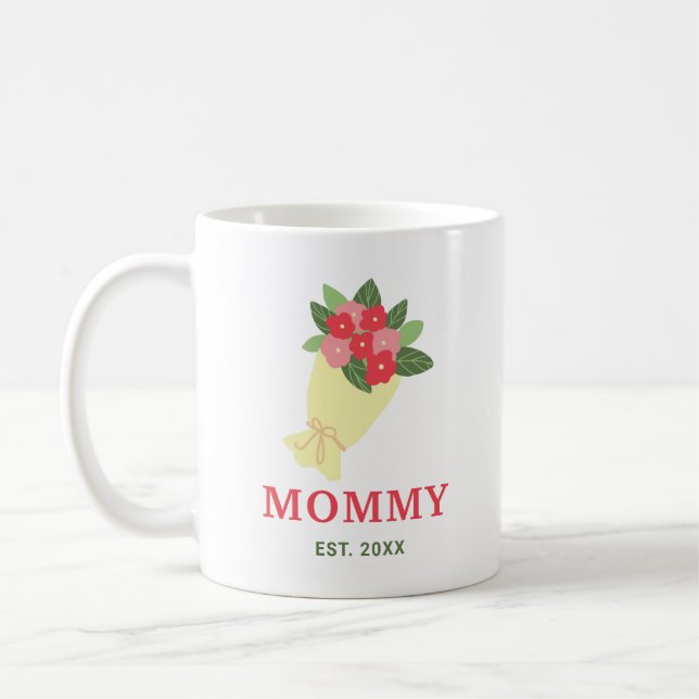 Caneca De Café Mamãe Buquê Floral Ano Est Personalizado Presente  (Esquerda)