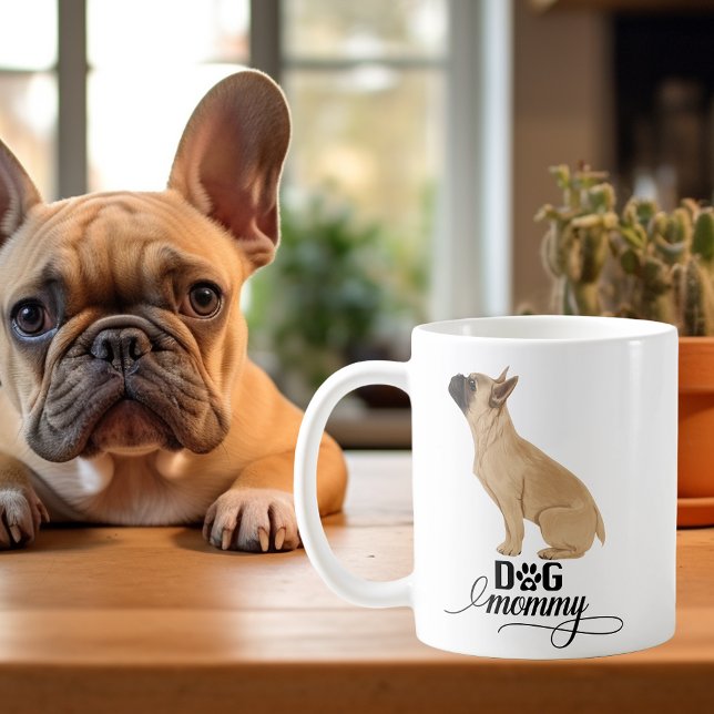Caneca De Café Mamãe Cachorra Bulldog Francês Aquarela (Criador carregado)