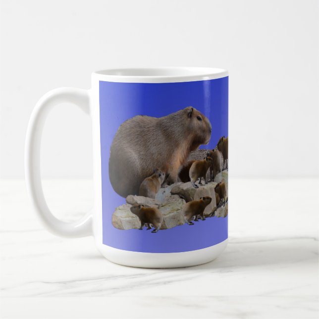 Caneca De Café Mamãe Capybara Com Bebês, Café Mug (Esquerda)
