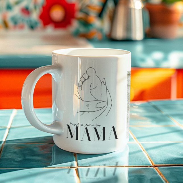 Caneca De Café Mamãe | Chic Boho Lettering 3 Foto (Criador carregado)
