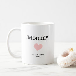 Caneca De Café Mamãe, Coração Cor-de-Rosa, Personalização de Foto