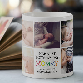Caneca De Café Mamãe de 1º Dia de as mães giro| Colagem de fotos
