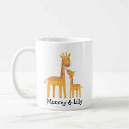 Caneca De Café Mamãe e Baby Giraffe - Família Personalizada