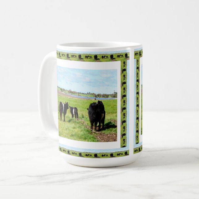 Caneca De Café Mamãe E Bebê Belaram Vacas Galloway, (Frente Esquerda)