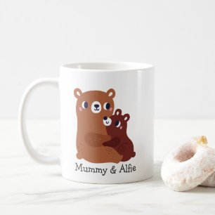 Caneca De Café Mamãe e Bebê Urso, Família de Combinação Personali