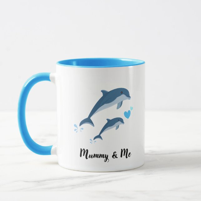 Caneca de Café Mamãe e Boto Bebê Fofo (Esquerda)