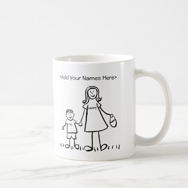 Caneca De Café Mamãe e eu - Mãe e Menino Coágulos Personalizados (Direita)